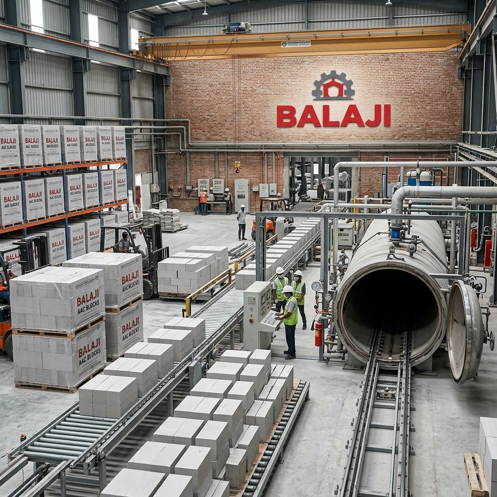 High performance automated AAC block plant and branded machinery layout in Satara, Maharashtra