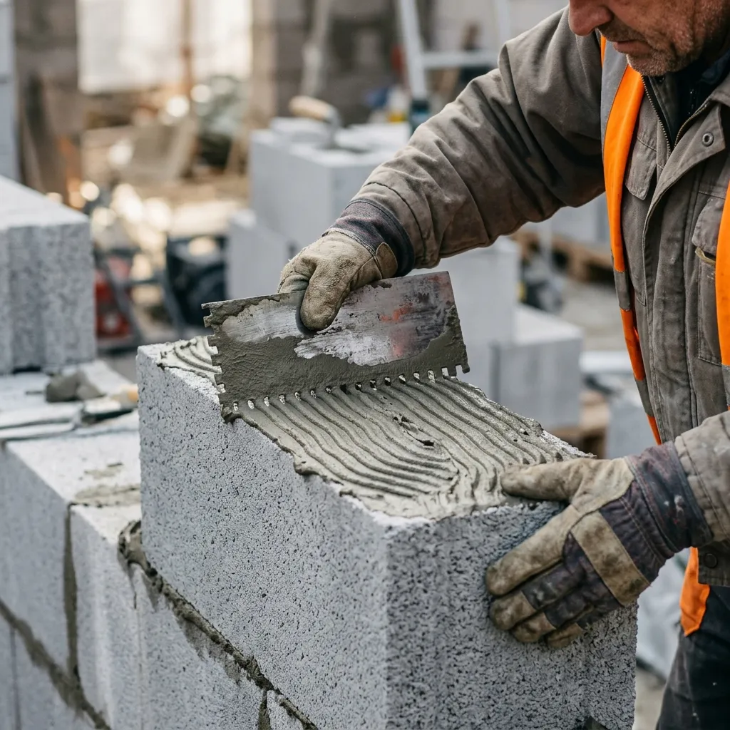 Mortar consumption for AAC block walls laying comparison